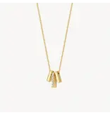 Blush Blush Collier met Hanger 3122YZI 14k Geelgoud met 3 balkjes als bedel 42cm