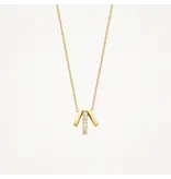 Blush Blush Collier met Hanger 3122YZI 14k Geelgoud met 3 balkjes als bedel 42cm