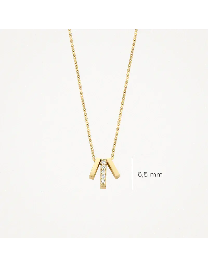 Blush Blush Collier met Hanger 3122YZI 14k Geelgoud met 3 balkjes als bedel 42cm