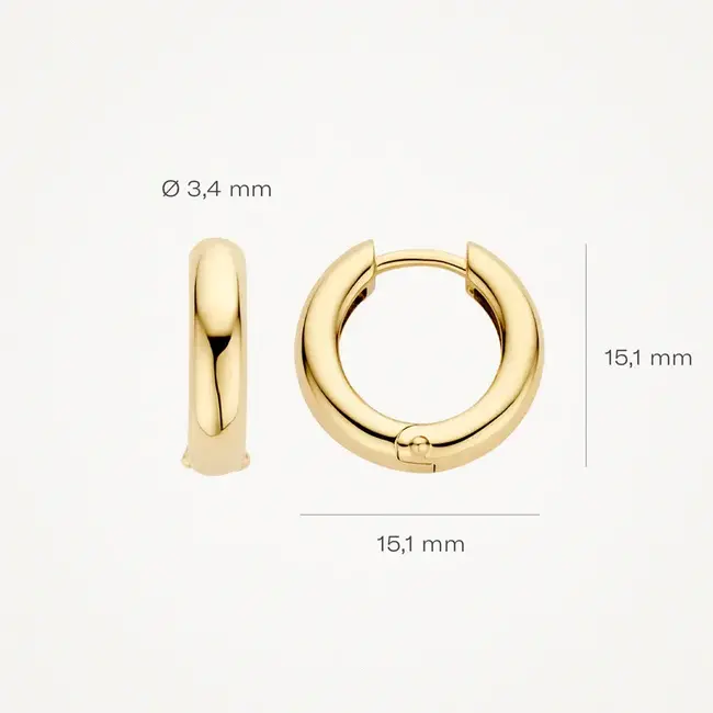 Blush Blush Oorbellen 7316YGO Oorringen 14k Geelgoud Glad 3.4mm x 15.1mm