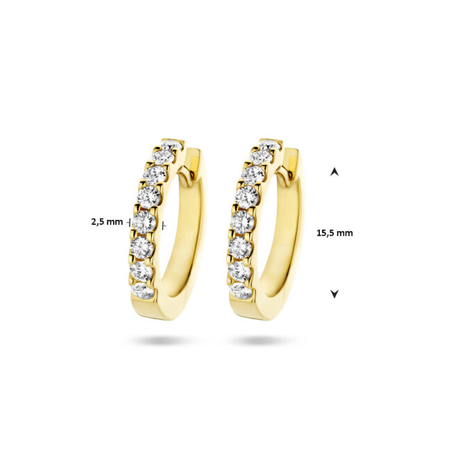 The House Of Blinckers THOB Oorbellen 40.27183 14k Geelgoud met 2x0.25ct H/SI Briljant geslepen Diamanten 2.5mm 15.5mm