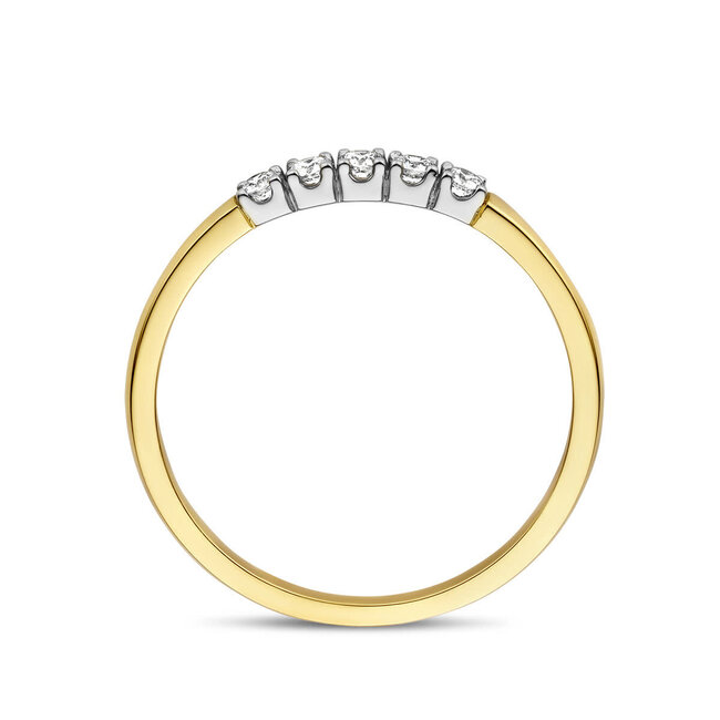 The House Of Blinckers THOB Ring 42.08930/18 14k Bi-color Goud met 5 x 0.03ct H/SI2 Briljant geslepen Diamanten Maat 18