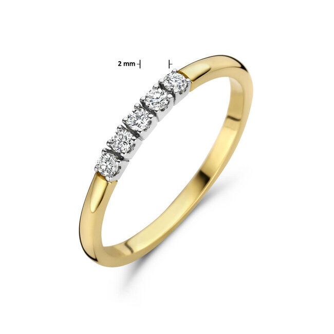 The House Of Blinckers THOB Ring 42.08930/18 14k Bi-color Goud met 5 x 0.03ct H/SI2 Briljant geslepen Diamanten Maat 18