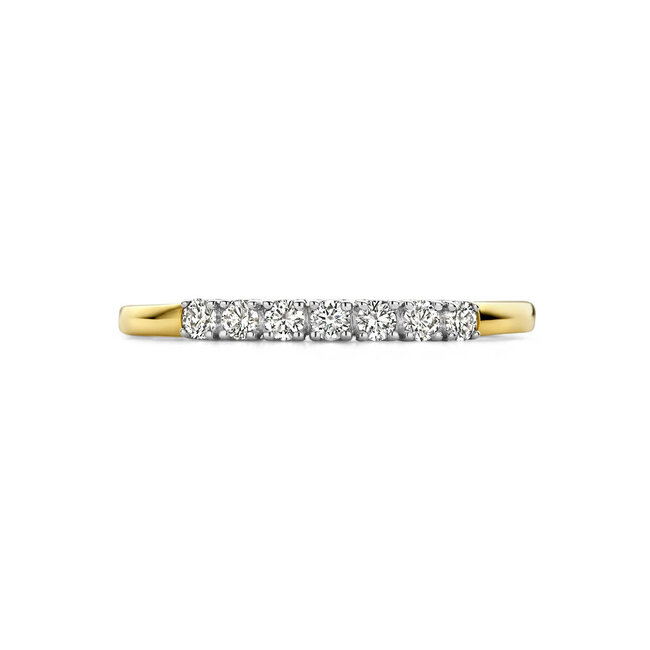 Blinckers Jewellery Huiscollectie THOB Ring 42.08934/17.5 14k Geelgoud met 7-0.21ct HSI2 Briljant geslepen Diamanten Maat 17.5