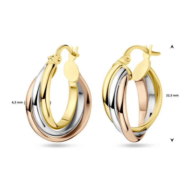 The House Of Blinckers THOB Oorringen 43.00596 14K Tri-color Goud 6.5mm 22.5mm