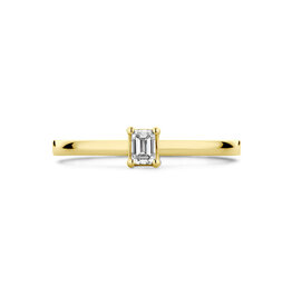 Blinckers Jewelry Huiscollectie BJ Ring 70.00204/18 18k Geelgoud met 0.15ct TW V/SI kwaliteit Baquette geslepen diamant