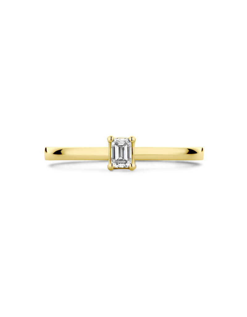 Blinckers Jewelry Huiscollectie BJ Ring 70.00204/18 18k Geelgoud met 0.15ct TW V/SI kwaliteit Baquette geslepen diamant