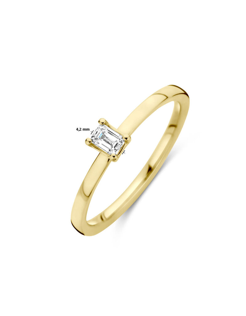 Blinckers Jewelry Huiscollectie BJ Ring 70.00204/18 18k Geelgoud met 0.15ct TW V/SI kwaliteit Baquette geslepen diamant