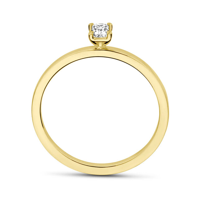 The House Of Blinckers THOB Ring 70.00204/18 18k Geelgoud met 0.15ct G SI Baquette geslepen Diamant Maat 18