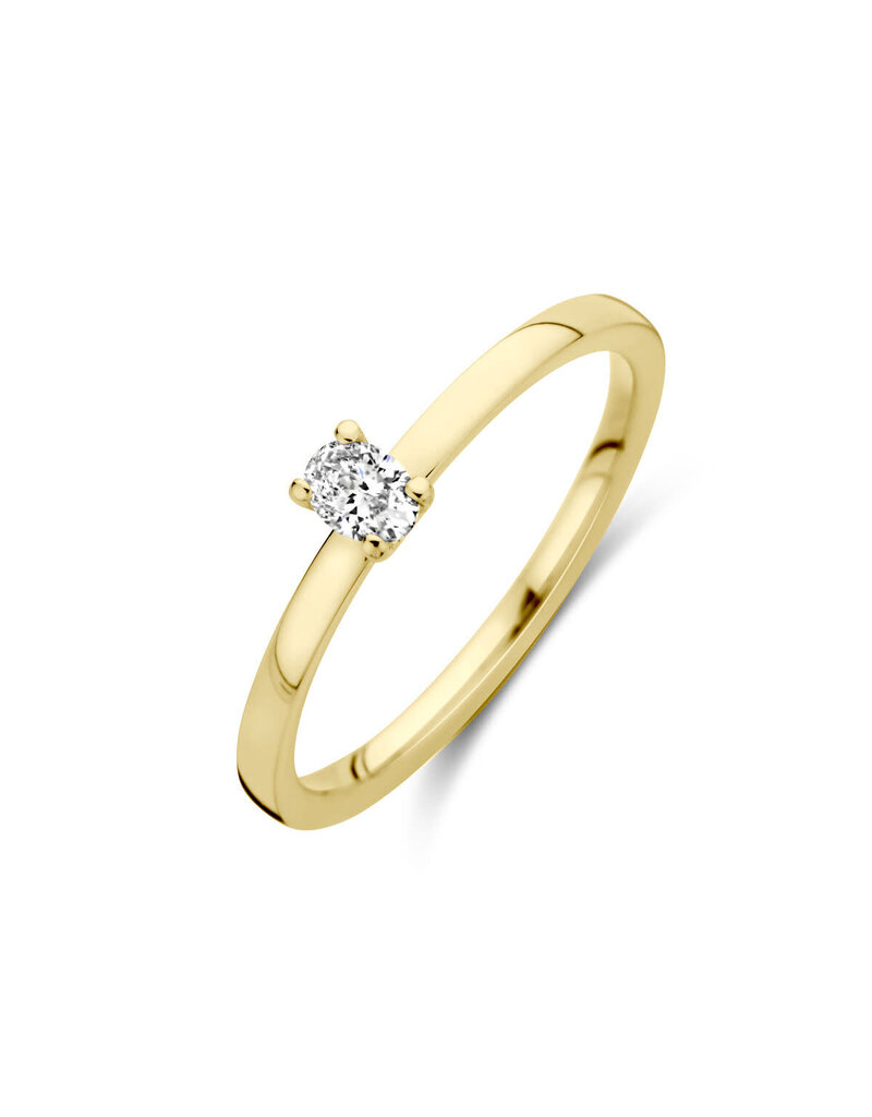 Blinckers Jewelry Huiscollectie BJ Ring 70.00216/17.5 18K geelgoud met 0.15ct TW V/SI kwaliteit ovaal geslepen diamant