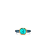 Ti Sento Milano Ti Sento Ring 12331TQ/54 Zilvere ring met gouden plating om de zetting Turqouise steen en blauwe zirkonia's