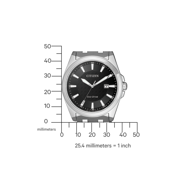 Citizen Citizen Horloge BM7108-81E Staal Eco-drive 100m Waterdicht met Zwarte Wijzerplaat 41mm