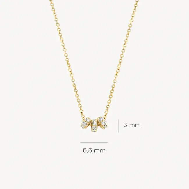 Blush Blush Collier 3136YZI 14k Geelgoud met Drie ringentjes gezet met Zirkonia 42cm