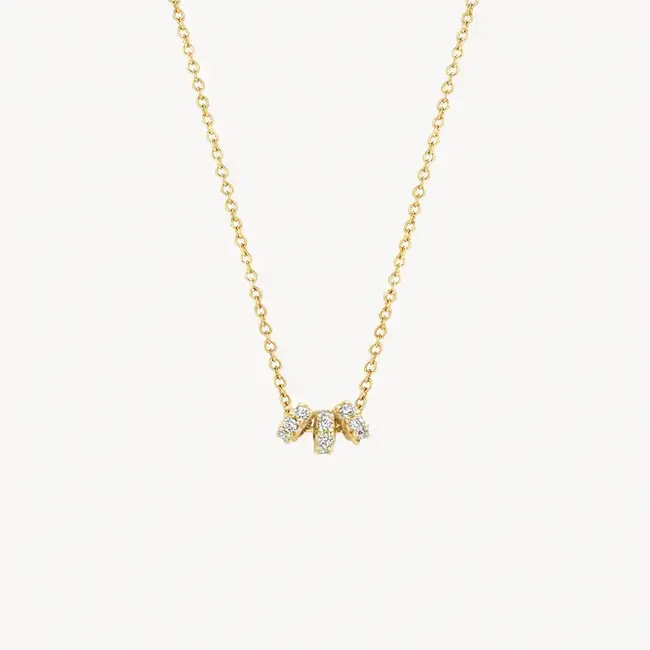 Blush Blush Collier 3136YZI 14k Geelgoud met Drie ringentjes gezet met Zirkonia 42cm