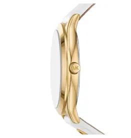 Michael Kors Michael Kors MK7466 Horloge dames goudkleurige kast met witte leren band