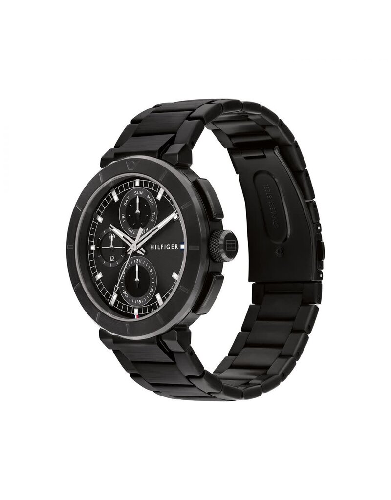 Tommy Hilfiger Horloge TH1792119 Lorenzo Staal met Zwarte Coating Quartz Chronograaf Juwelier Blinckers Jewels Watches in Purmerend sinds 2005