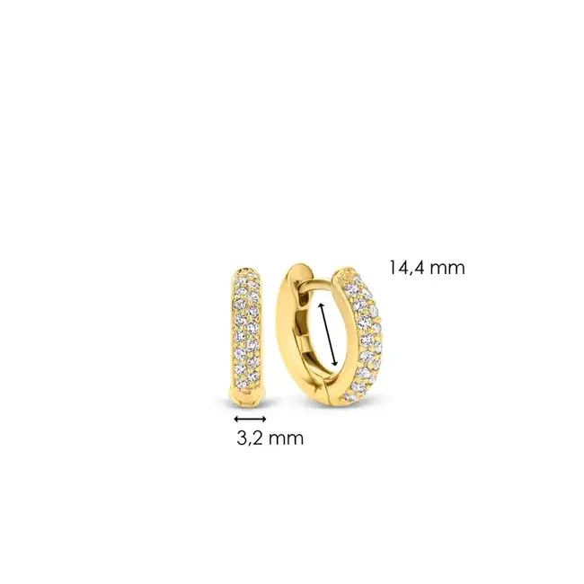 Ti Sento Milano Ti Sento Oorbellen 7210ZY Zilver met Gele Plating en Zirkonia 3.2mm x 14.4mm
