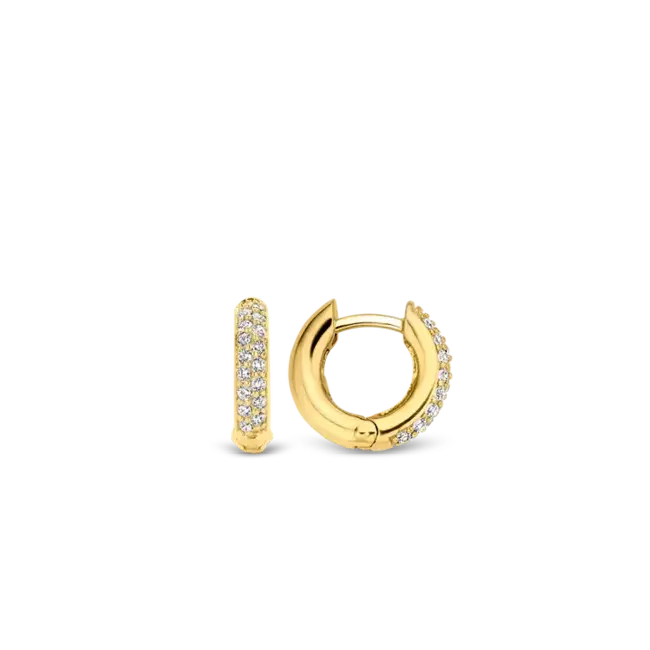 Ti Sento Milano Ti Sento Oorbellen 7210ZY Zilver met Gele Plating en Zirkonia 3.2mm x 14.4mm