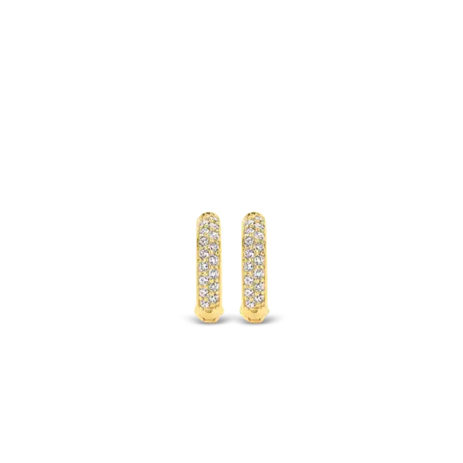 Ti Sento Milano Ti Sento Oorbellen 7210ZY Zilver met Gele Plating en Zirkonia 3.2mm x 14.4mm
