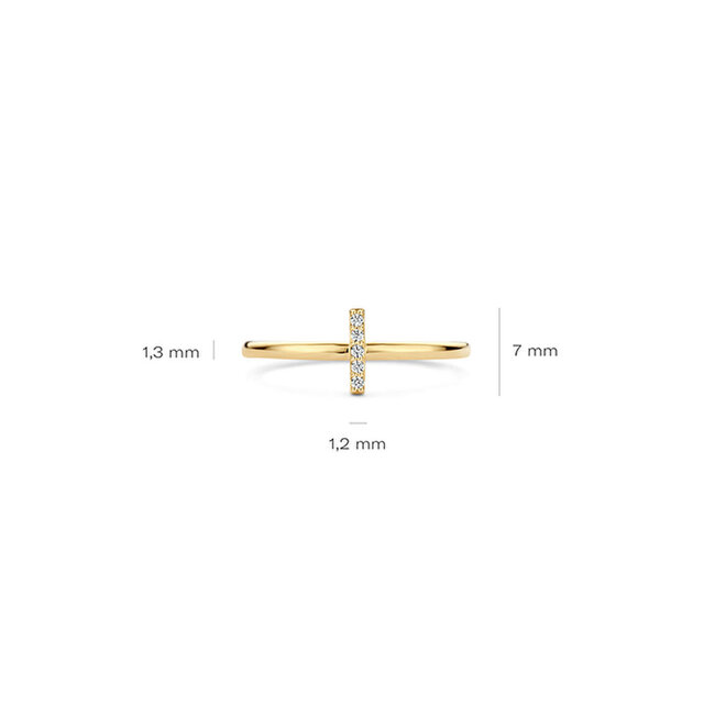 Blush Blush Ring 1252YZI/54 14k Geelgoud met balkje ingezet met zirkonia's Maat 54