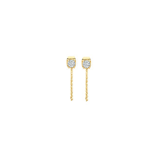 Blush Blush Oorbellen 7345YZI 14k Geelgoud met 3mm Zirkonia en Veiligheidsketting