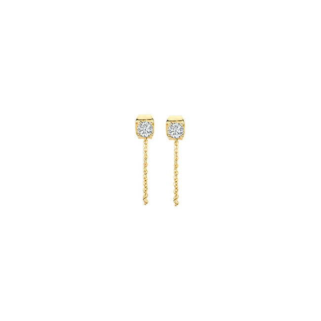 Blush Blush Oorbellen 7345YZI 14k Geelgoud met 3mm Zirkonia en Veiligheidsketting