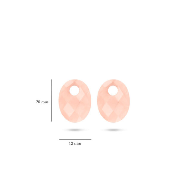 Blush Blush Oorbedels 810PIQO Medium Rose Quartz Ovaal 12mm x 20mm