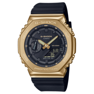 Casio G-Shock Casio G-Shock GM-2100G-1A9ER Staal met Geelgouden  Plating met Zwarte Horlogeband 42mm