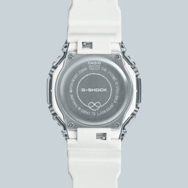 Casio G-Shock Casio G- Shock Horloge GM-2100WS-7AER Metallic Wijzerplaat 49mm Witte Band Waterdichtheid 20m