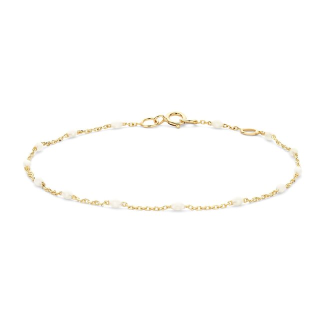 Blush Blush Armband 2226YRM 14k geelgoud met Witte Bolletjes 16.5 - 18.5cm
