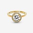 Pandora Pandora ring 161234C01-54 Zilver met 14k Geelgouden Plating en Ronde Zirkonia