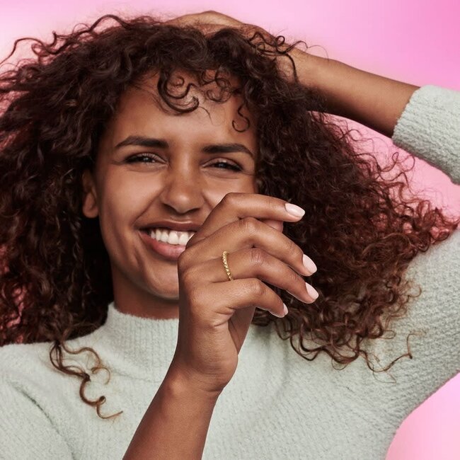 Pandora Pandora Ring 162800C01-54 Zilver met 14k Geelgouden Plating met Relief en Zirkonia's