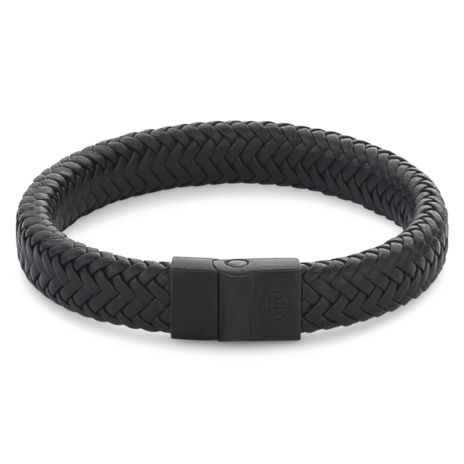 Rebel & Rose Rebel & Rose Armband RR-M0020-B-L Full metal herringbone zwart Maat L