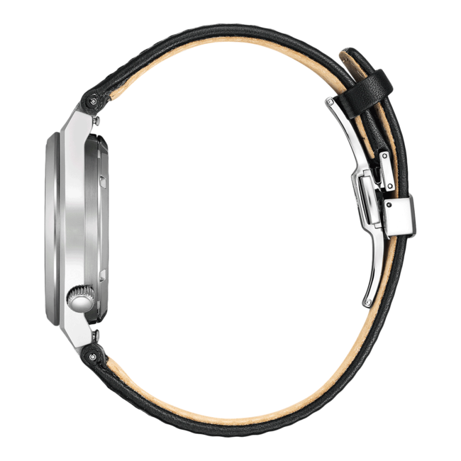 Citizen Citizen Horloge NK5010-01H Tsuyosa Staal Automaat 50m Waterdicht Grijze Wijzerplaat en met Zwarte Leren Horlogeband 40mm