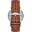 Fossil Fossil Horloge FS5903 Staal Quartz met Blauwe Wijzerplaat en Bruin Leren Horlogeband
