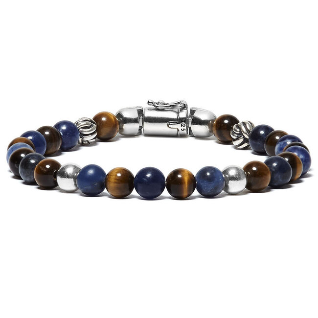 Buddha to Buddha Buddha to Buddha Armband 189MS D Spirit Mini Mix Solidate Tijgeroog Zilver 925 Maat D