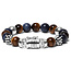 Buddha to Buddha Buddha to Buddha Armband 188MS E Spirit Mix Sodaliet Tijgeroog met Zilveren Sluiting Maat E