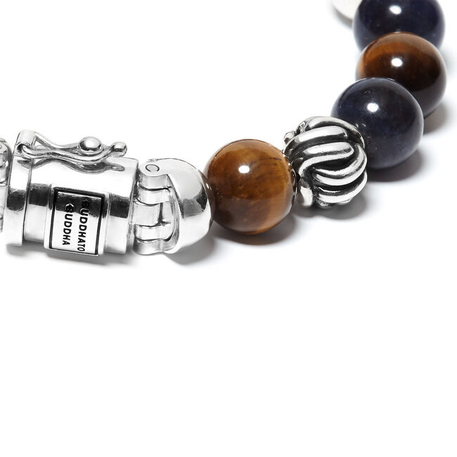 Buddha to Buddha Buddha to Buddha Armband 188MS E Spirit Mix Sodaliet Tijgeroog met Zilveren Sluiting Maat E