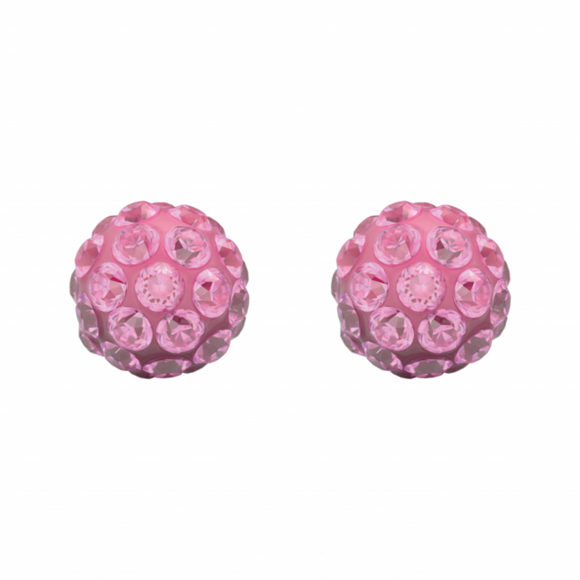 Tiny Tips Tiny Tips Kinder Oorbellen TT-340W Allergie Vrij Staal met Roze Glitter Bolletje