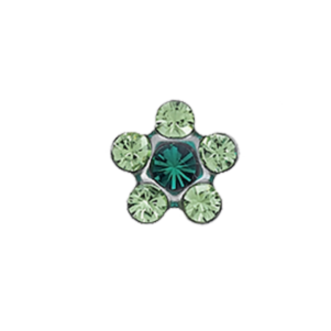 Tiny Tips Tiny Tips Kinder Oorbellen TT-6085VV Allergie Vrij Staal met Bloem Zirkonia Groen