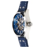 TW Steel TW Steel Horloge VS132 Staal Automaat Open wijzerplaat en Blauw Leren Horlogeband