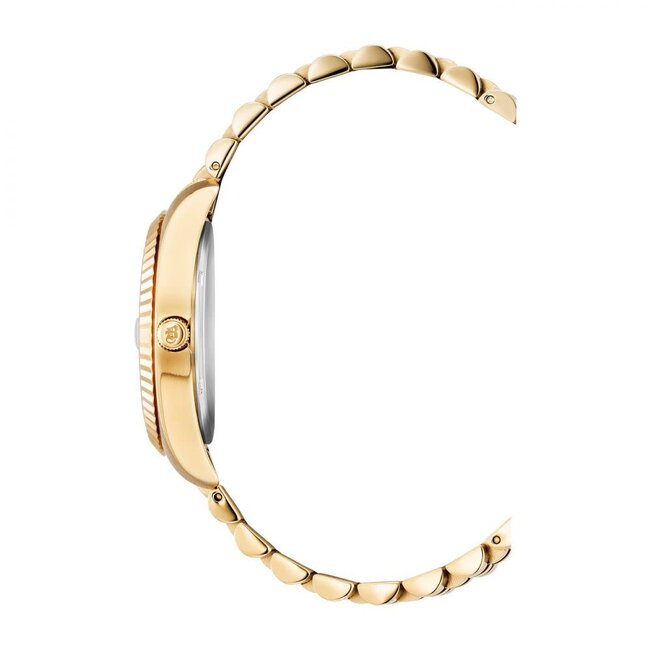 Jacques du Manoir Jacques du Manoir Horloge NRO.21 Staal met Geelgouden Plating en Zwarte Wijzerplaat met Zirconia 36mm