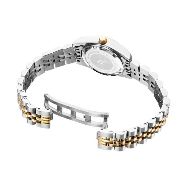 Jacques du Manoir Jacques du Manoir Horloge NRO.08 Staal Bi-color Zilveren Wijzerplaat met Zirkonia 26mm