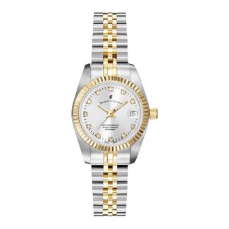 Jacques du Manoir Jacques du Manoir Horloge NRO.08 Staal Bi-color Zilveren Wijzerplaat met Zirkonia 26mm