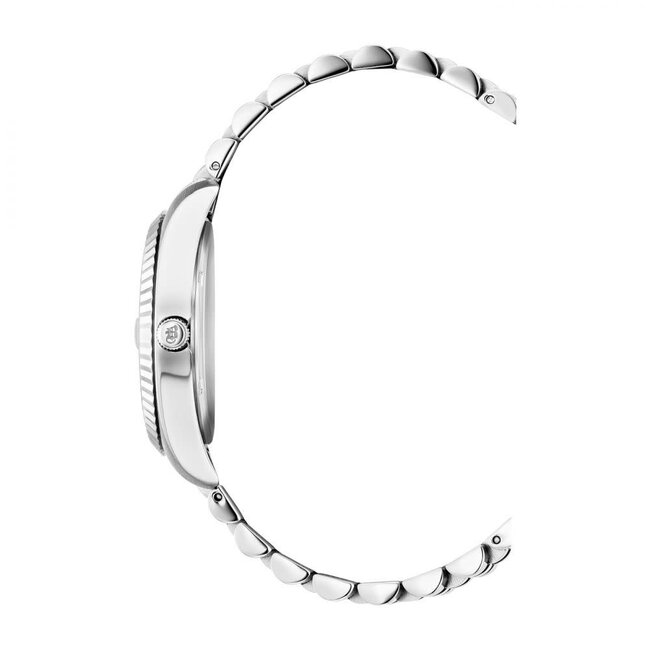 Jacques du Manoir Jaques du Manoir NR0.01 horloge dames staal met staalgrijze wijzerplaat bezet met zirconia