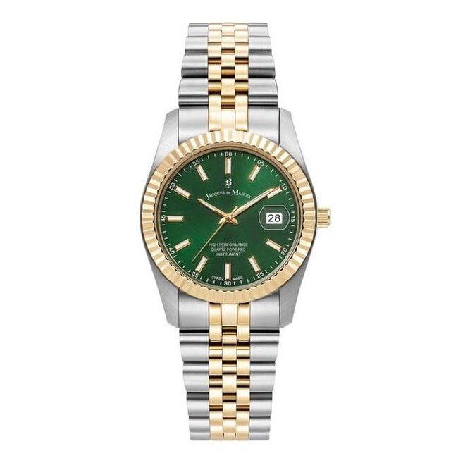 Jacques du Manoir Jacques du Manoir Horloge JWN02301 Inspiration Staal Bi-color met Groene Wijzerplaat 34mm