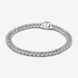 Pandora Pandora 593008C01-18 Cuban chain schakel armband met zirkonia's