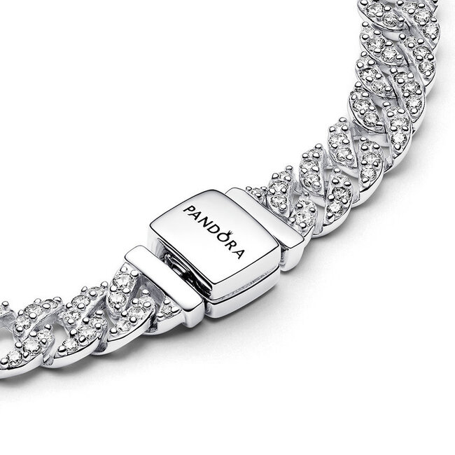 Pandora Pandora 593008C01-18 Cuban chain schakel armband met zirkonia's