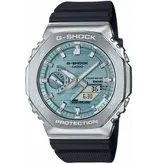 Casio G-Shock Casio G-shock GMB-2100A-1A2ER Staal horloge met zwarte band en blauwe wijzerplaat