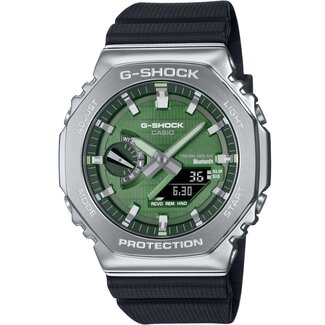 Casio G-Shock Casio G-shock GBM-2100A-1A3ER Staal horloge met zwarte band en groene wijzerplaat